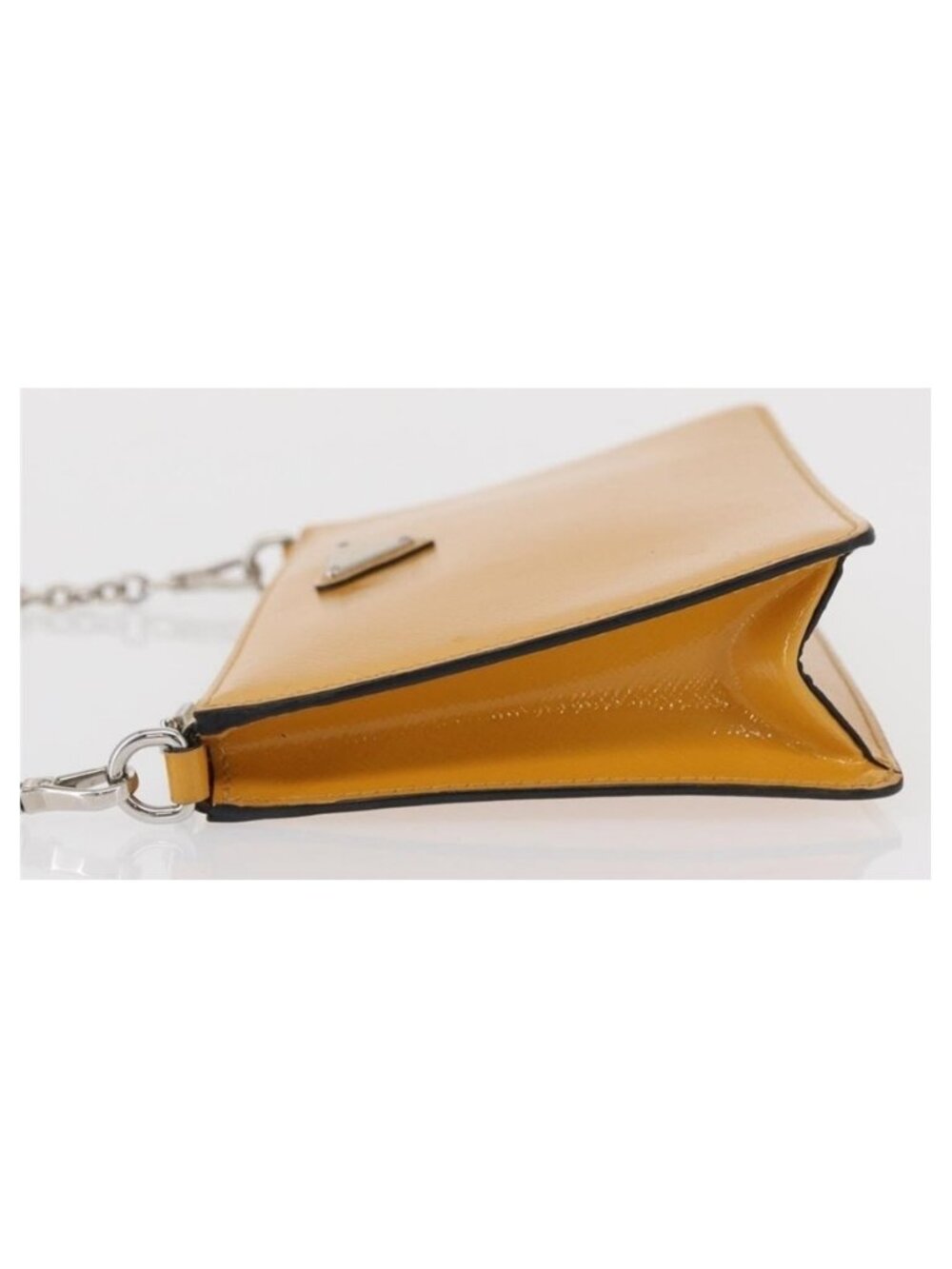 Authentic PRADA Chain Shoulder Bag Safiano leather Yellow Silver - Picture 4 of 16